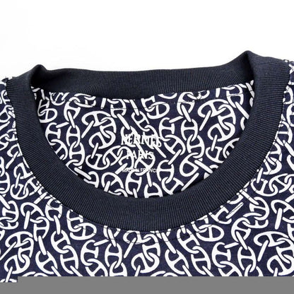 Hermes Short Sleeve One Piece Naussa Chaine Navy - Size 36 Cotton