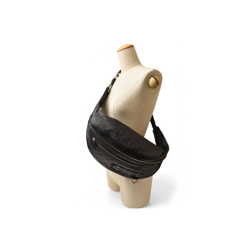 Gucci Body Bag Waist Pouch Guccissima GG Navy Men — view 11