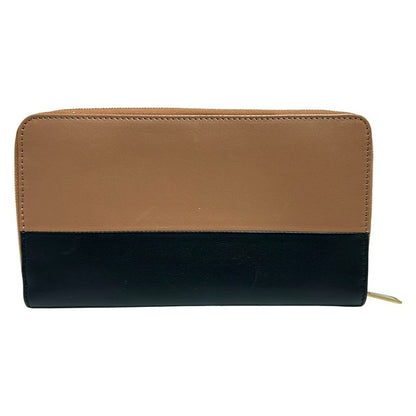 Celine Long Wallet - Brown And Black Round Zipper Leather