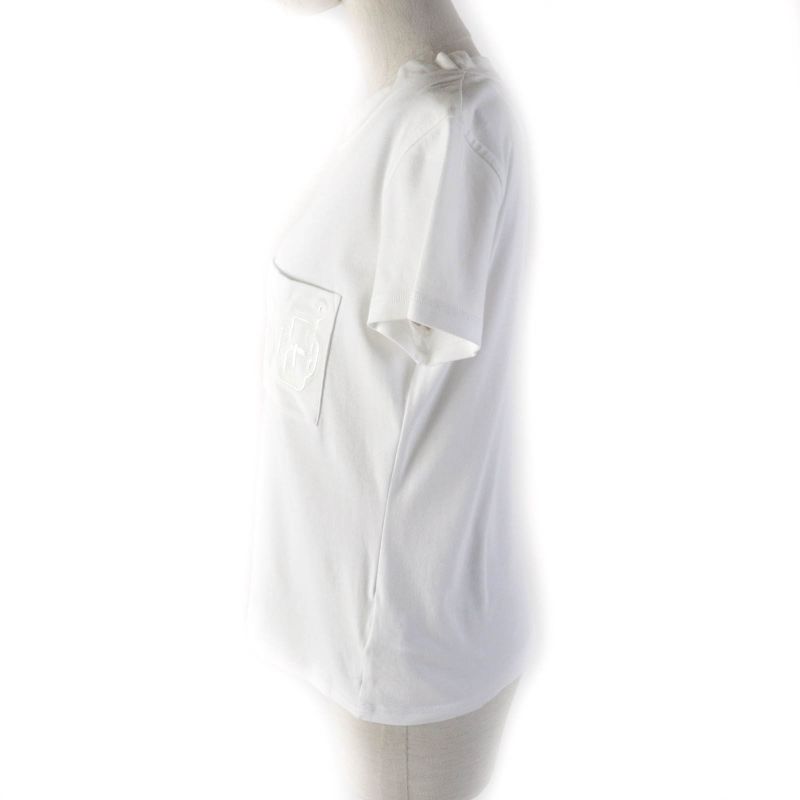 Hermes 100% Cotton Boat Neck Short Sleeves Embroidered T-shirt With Pockets