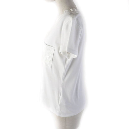 Hermes 100% Cotton Boat Neck Short Sleeves Embroidered T-shirt With Pockets