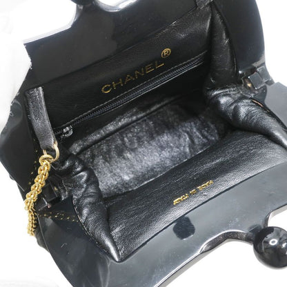 Chanel Clasp Chain Shoulder Bag Suede Xplastic Black Gdhardware Women's