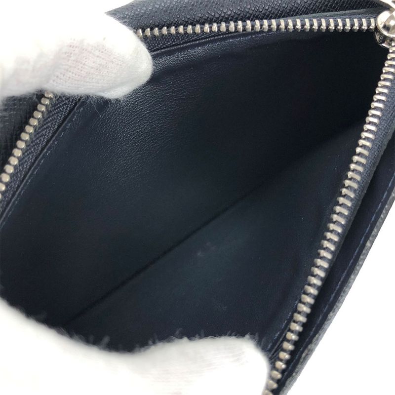 Louis Vuitton Long Wallet Portefeuille Brazza Taiga Dark Navy Silver Hardware