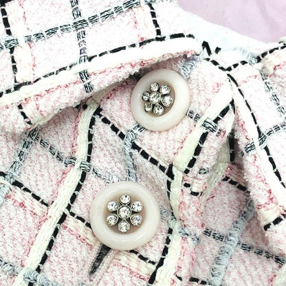 Chanel Jacket P78912v Tweed Pink Dress Buttown Down Pastel White