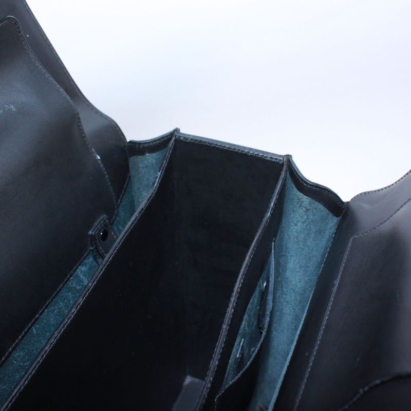 Cartier Doctor's Bag Leather Black Handbag Silver