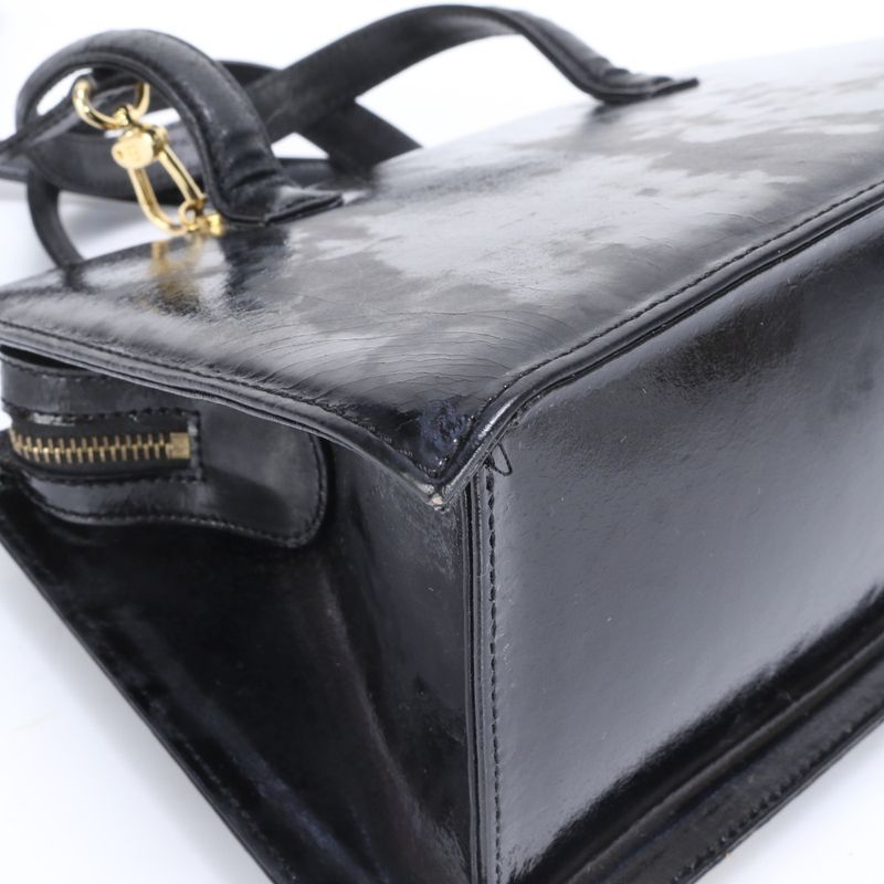 Fendi Leather 2WAY Shoulder Bag Crossbody Hand Tote Black Gold Hardware Women's