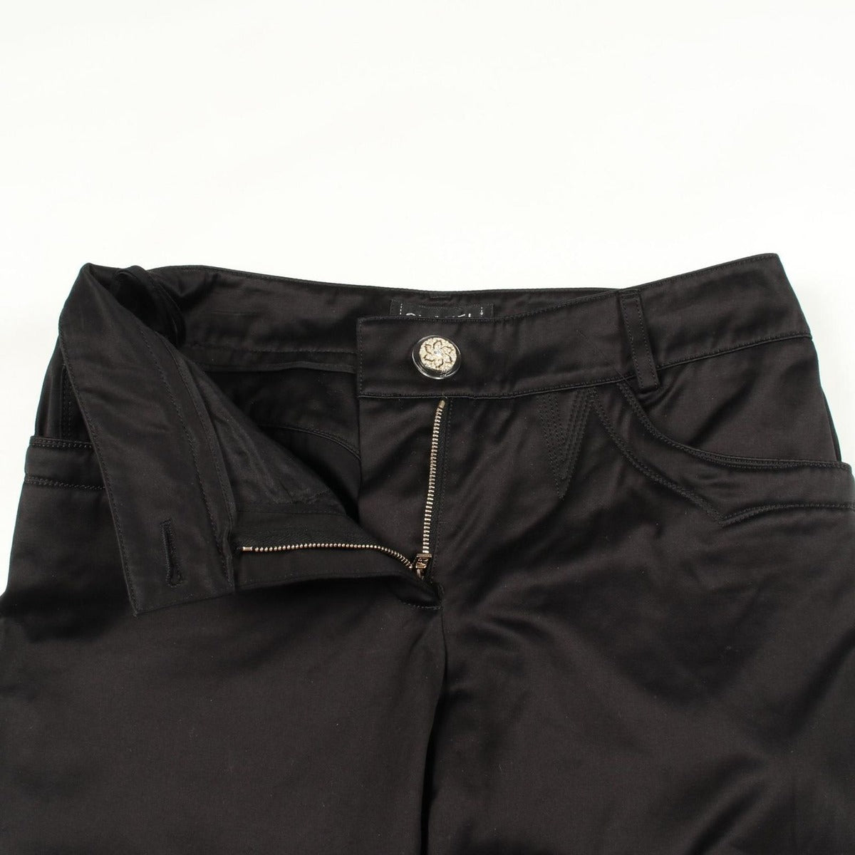 Chanel Pants CC Logo Rhinestone Flower Button Cotton Shorts — view 5