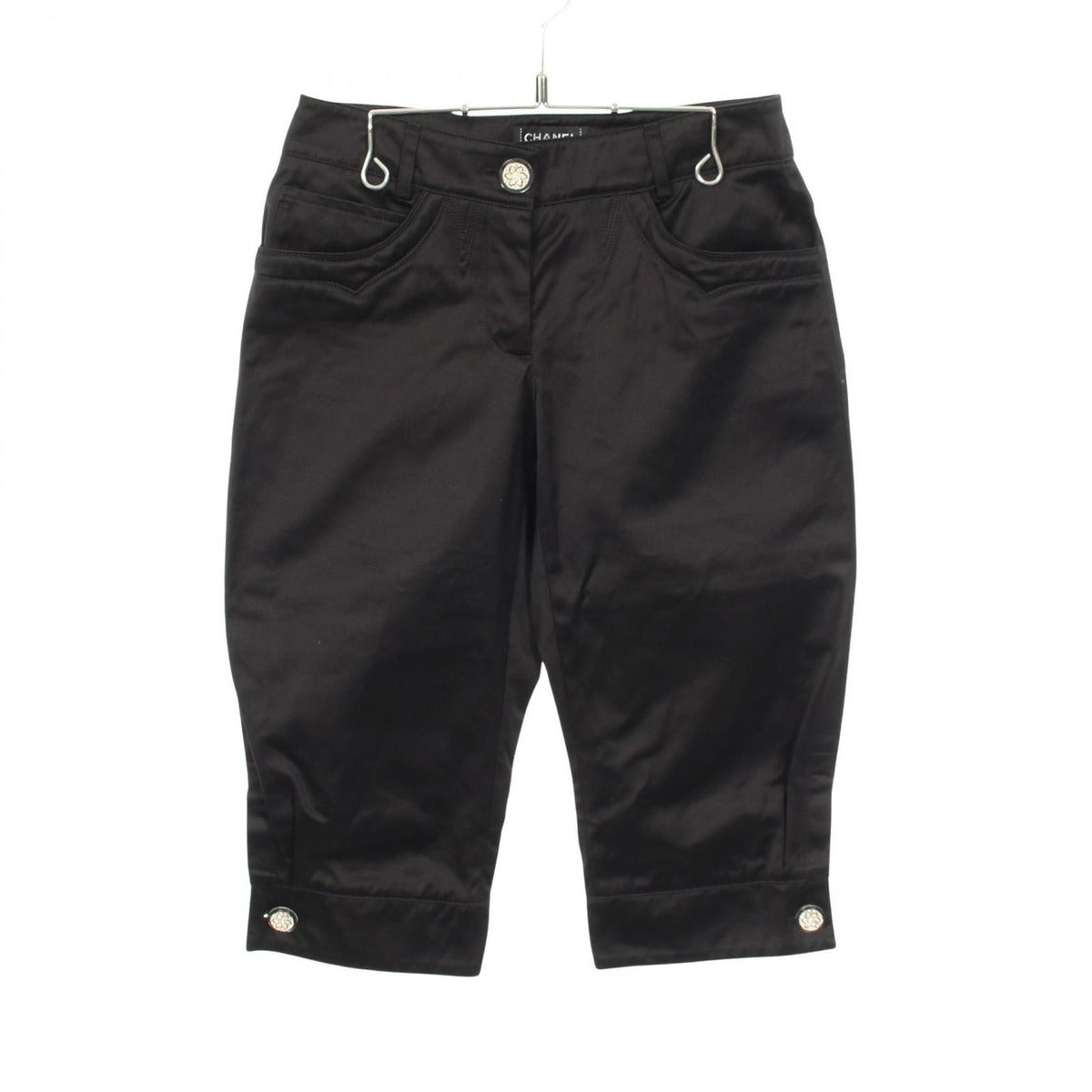 Chanel Pants CC Logo Rhinestone Flower Button Cotton Shorts