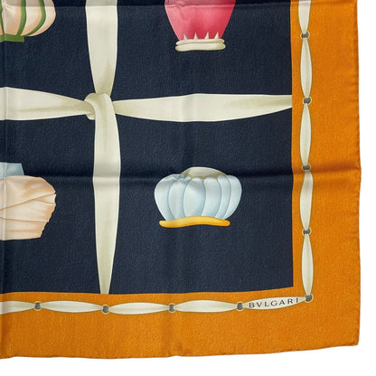 Bvlgari Scarf Silk Colorful Candy Turban Lantern Black Orange — view 6