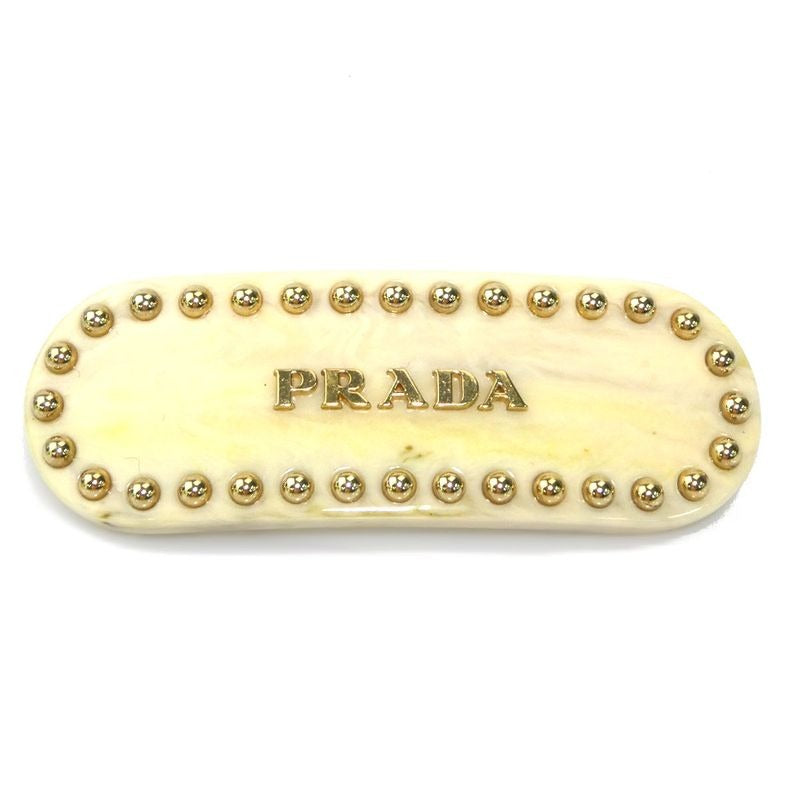 Prada Crystal Embellished Ivory Barrette
