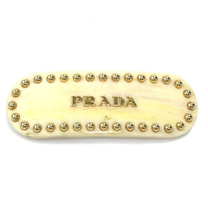 Prada Crystal Embellished Ivory Barrette