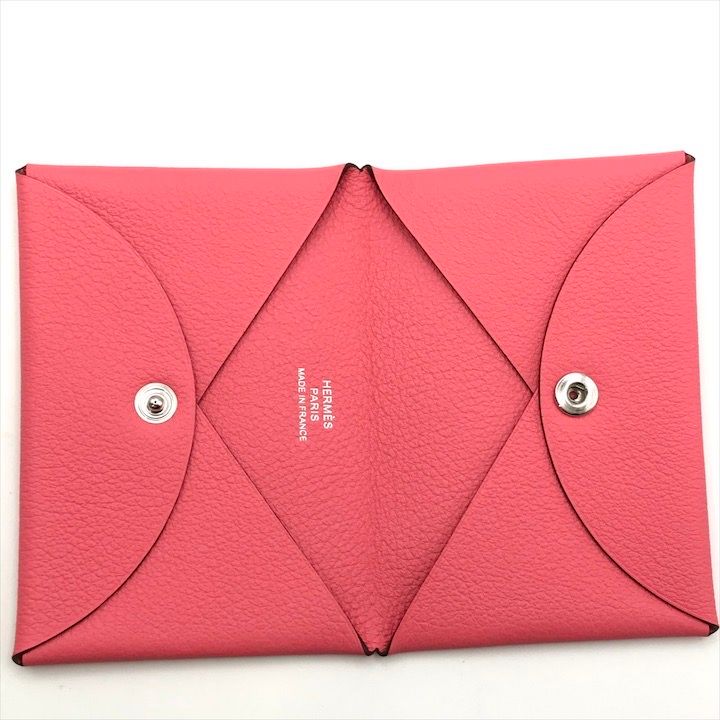 Hermes Calva Coin Case Card Pink Leather