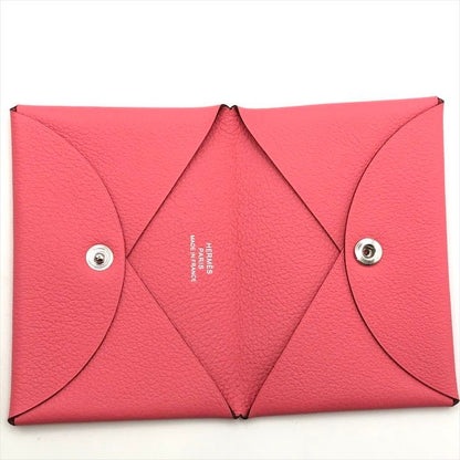 Hermes Calva Coin Case Card Pink Leather
