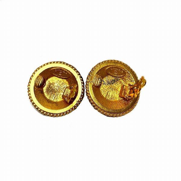 Chanel Faux Pearl Rhinestone Gold Branded Accessories Earrings Ladies