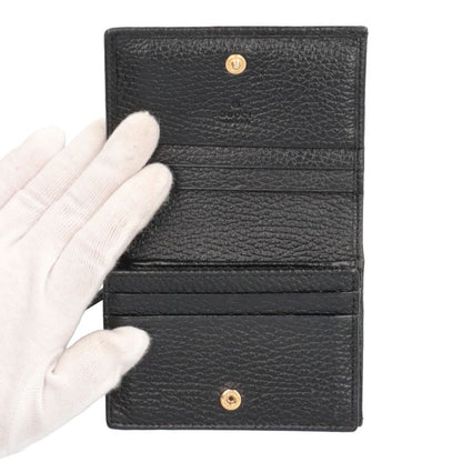 Gucci Double Authenticity Card Case Wallet 456126 Cao0g 1000 Leather Women Black