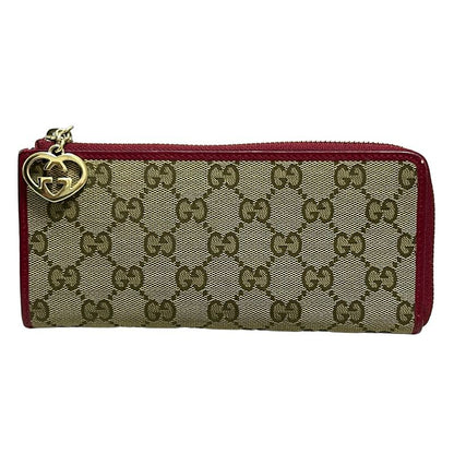 Gucci Long Wallet Lovely GG Pattern 295671 Beige Dark Brown And Bordeaux
