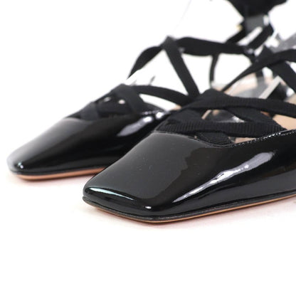 Christian DIOR D-envol Patent Leather Square Toe Lace Up Pumps Black 36 With