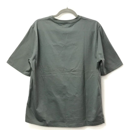 Hermes Short Sleeve T-shirt Horse Leather Patch Leather Tag Cotton Gray Khaki