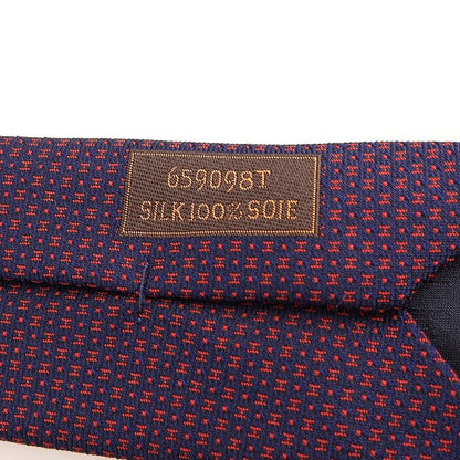Hermes 659098t 100% Silk H Pattern All Over Tie Navy Red With Box Made In