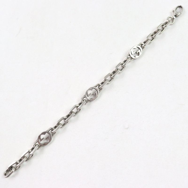 Gucci 620798 Ag925 Interlocking G Aged Clasp Closure Bracelet Silver With 17