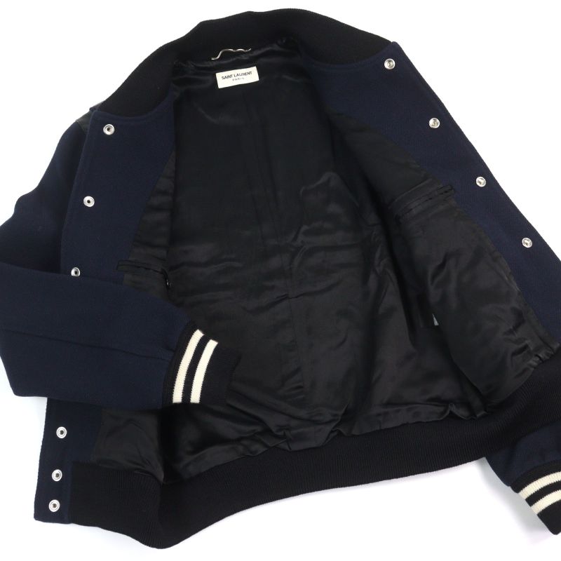 Saint Laurent Paris 354718 Eddie Period Leather Switched Stajan Teddy Jacket