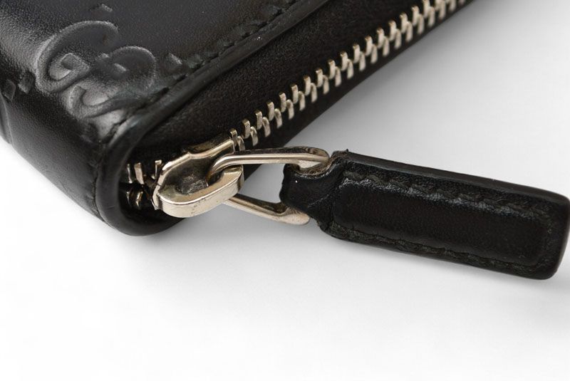 Gucci Wallet Gucci Long Wallet Round Zipper Webline Guccissima Black 408831