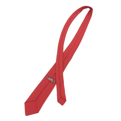 Hermes 038189t 100% Silk Rouge Clavat Fassone H Motif Tie With Box Made In