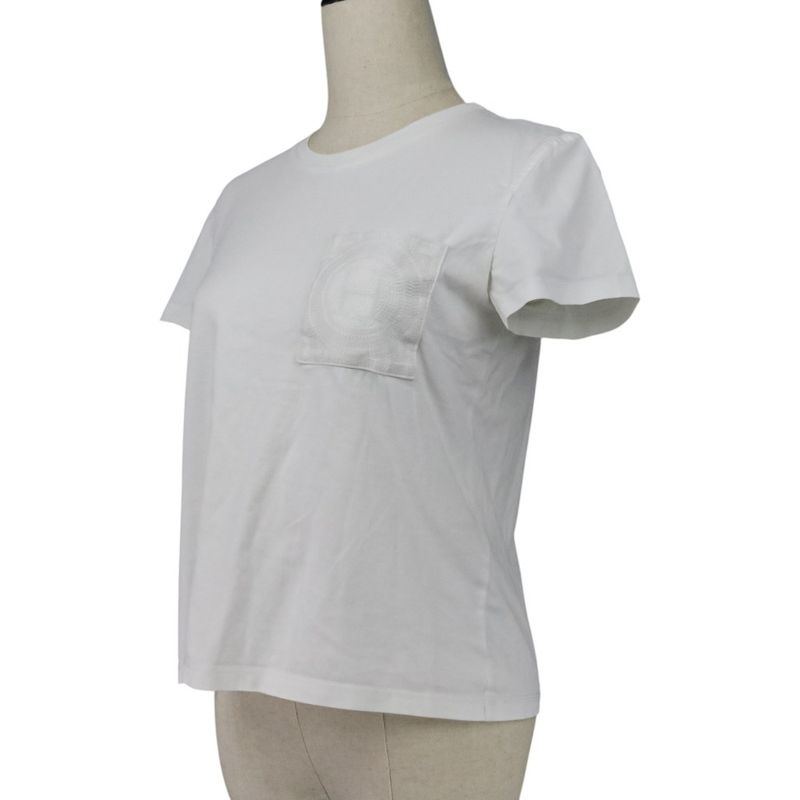 23ss Hermes Embroidered Pocket T-Shirt 36 White Women's Used