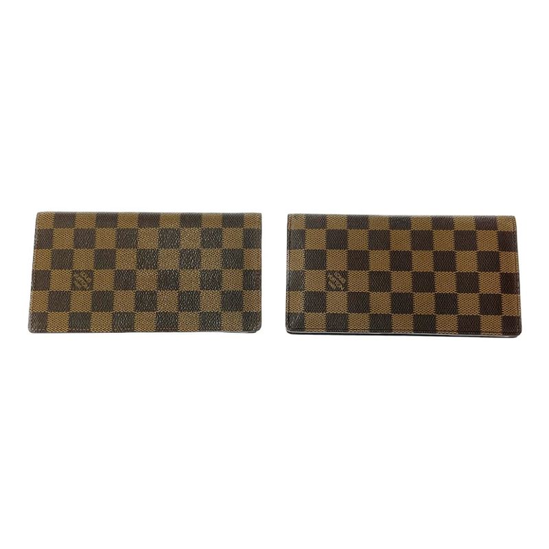 Louis Vuitton Damier PVC Set of 2 Wallets Brown 377717 Long Wallet