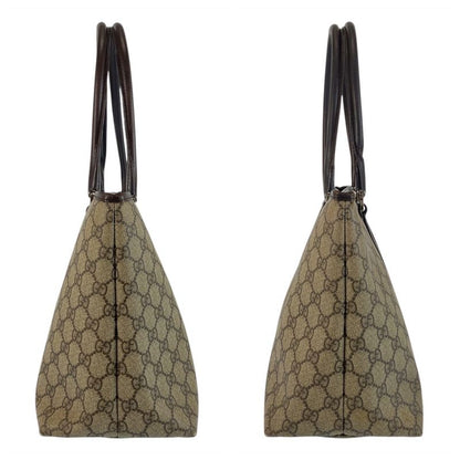 Gucci Beige Brown Silver Hardware GG Supreme Canvas/leather 114595 Tote Bag