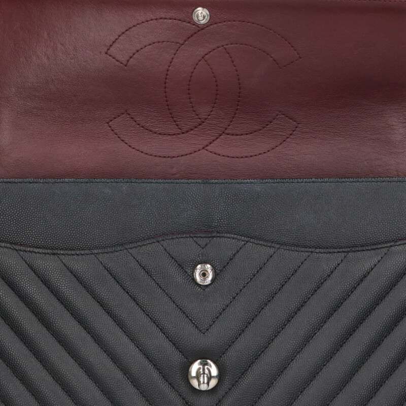 Chanel Deca Matelasse 30 Double Flap Caviar Skin Chain Shoulder Bag Women