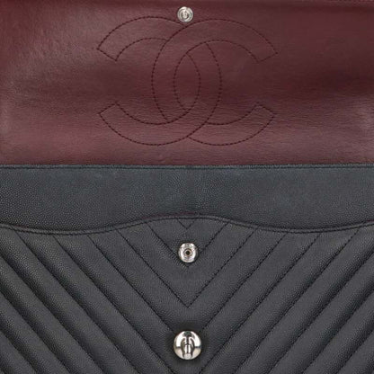 Chanel Deca Matelasse 30 Double Flap Caviar Skin Chain Shoulder Bag Women