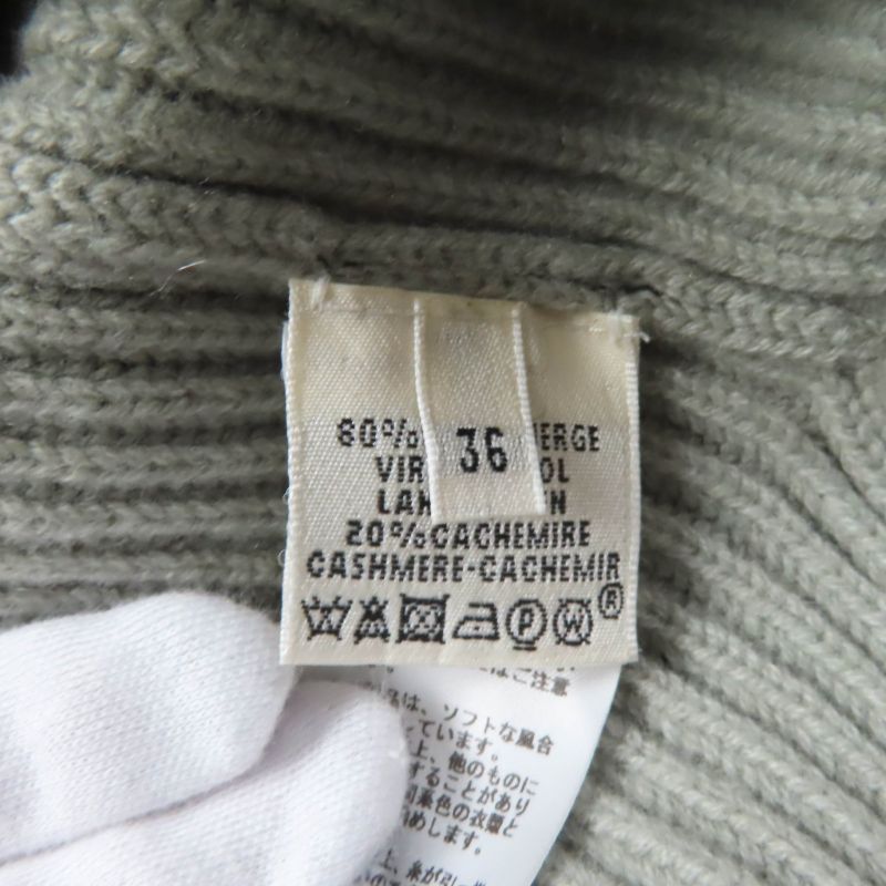 Hermes Cashmere Blend V-neck French Sleeve Ribbed Knit Tunic Dress Gray 36 Made