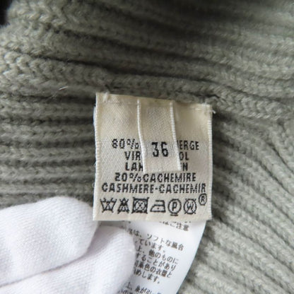 Hermes Cashmere Blend V-neck French Sleeve Ribbed Knit Tunic Dress Gray 36 Made