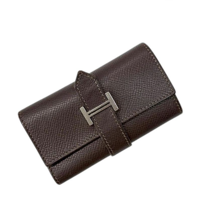 Hermes 4 Row Key Case Brown Dark Bearn Leather Holder