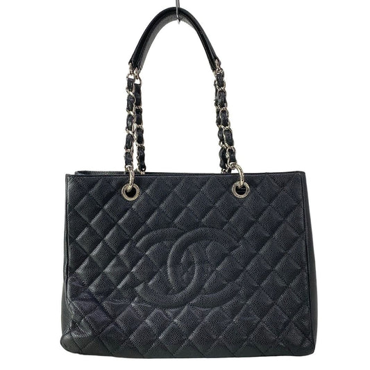 Chanel Tote Reprint Chain Grand Shopping GST Black Silver