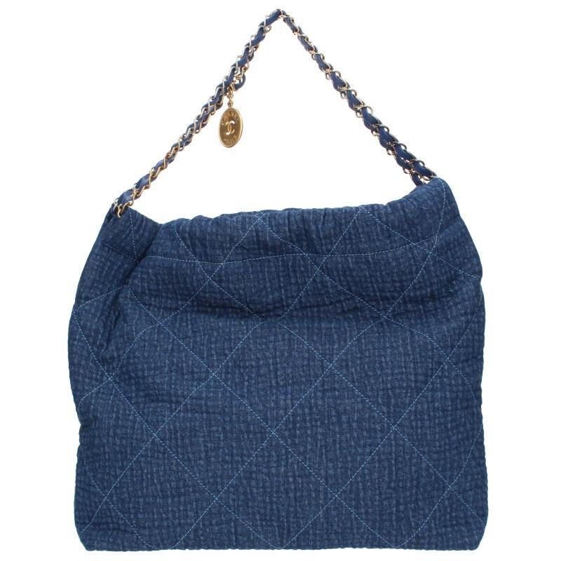 Chanel22 Denim Chain Shoulder Bag Women Medium