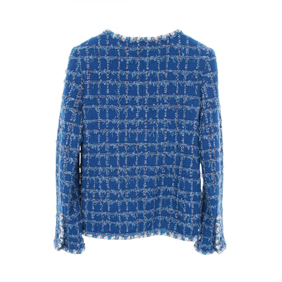 Chanel CC Logo Button Tweed Blue Jacket — view 2