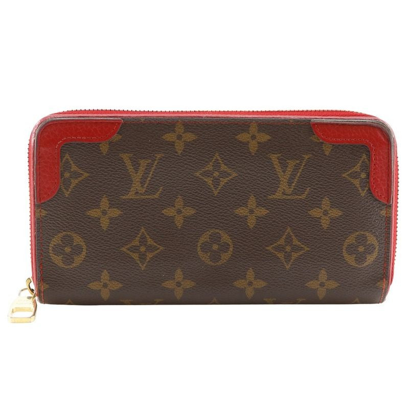 Louis Vuitton Zippy Wallet Retiro Monogram Canvas Threes Brown Red