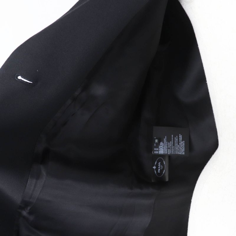 Prada 2021 P6490 Wool Long Length Chester Coat Black 38 Garmented Made In