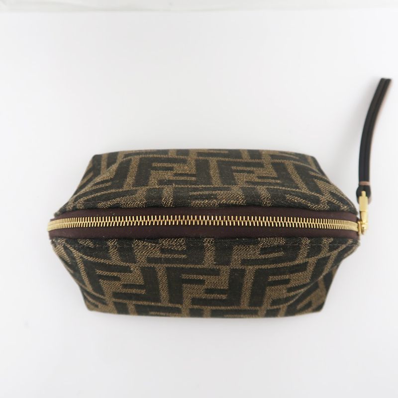 Fendi Pouch Zucca Pattern 8n0208 Brown Men's Women's Accessories
