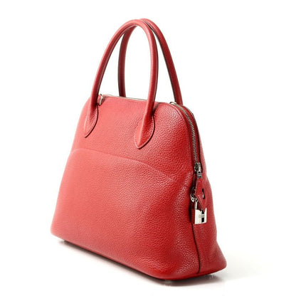 Hermes Bolide 31 Handbag Taurillon Clemence □O Engraved Red Silver Hardware