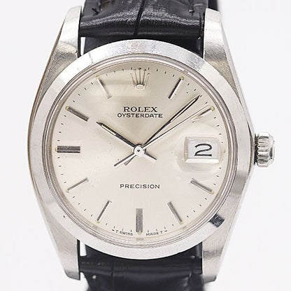 Rolex Oyster Date Precision Manual Winding Silver Dial Watch