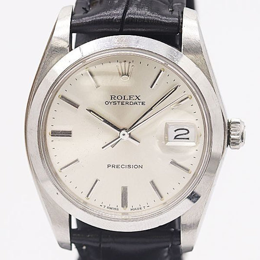 Rolex Oyster Date Precision Manual Winding Silver Dial Watch