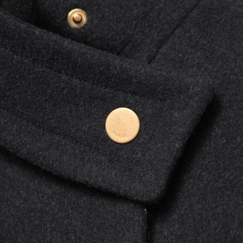 Gucci Coat Size 38 Cashmere Blend Belted Stand Collar Stainless Steel Middle