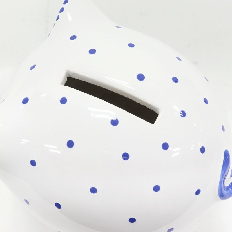 Tiffany & Co Piggy Bank Objet D'art Piggy Bank Ceramic White And Blue Pig Pig