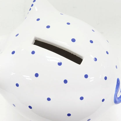 Tiffany & Co Piggy Bank Objet D'art Piggy Bank Ceramic White And Blue Pig Pig