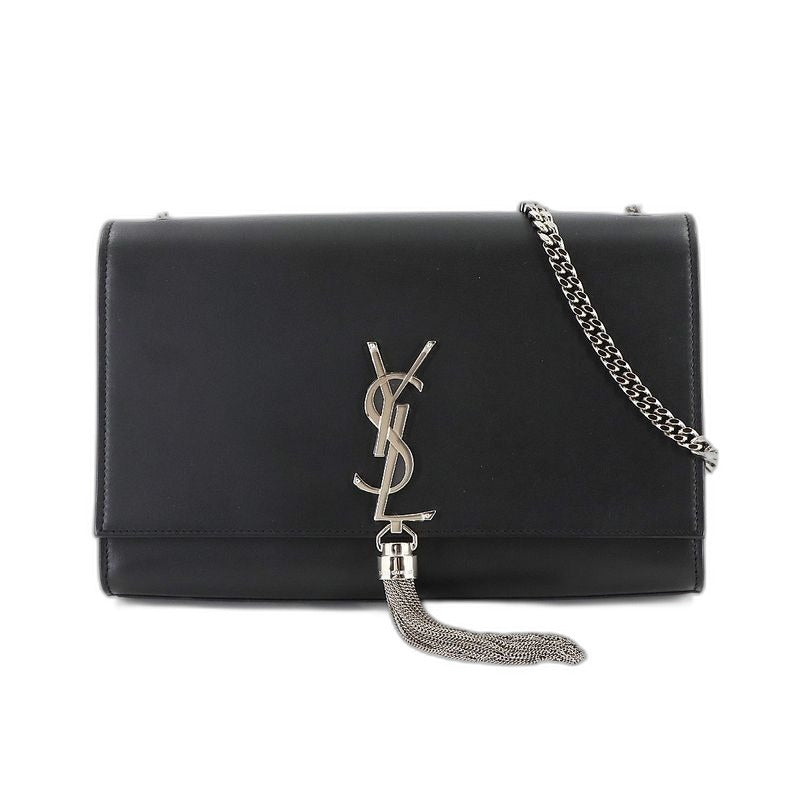 Saint Laurent Kate Chain Shoulder Bag Leather Black Medium