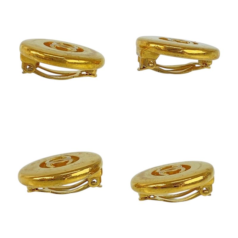Chanel Vintage Coco Mark Gold Metal Earrings 97 Engraved A Ladies 504817