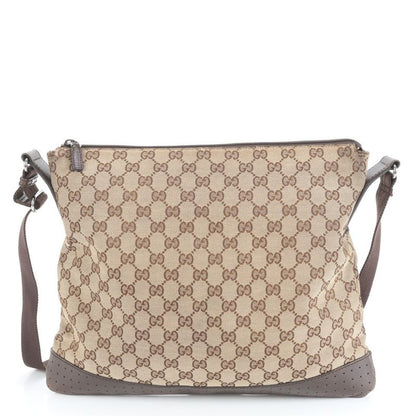 Gucci GG Canvas Perforated Leather Shoulder Bag Crossbody Messenger Business